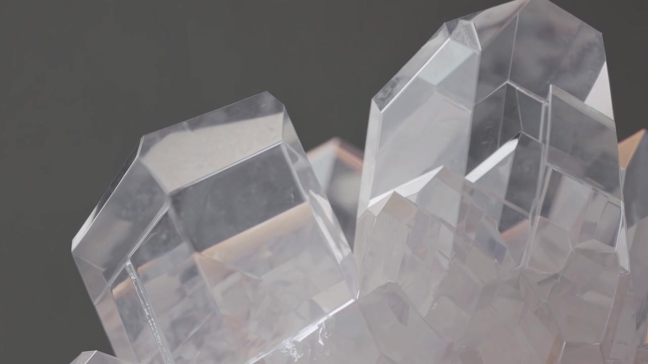 Close-up of Transparent Geometric Crystal Structure
