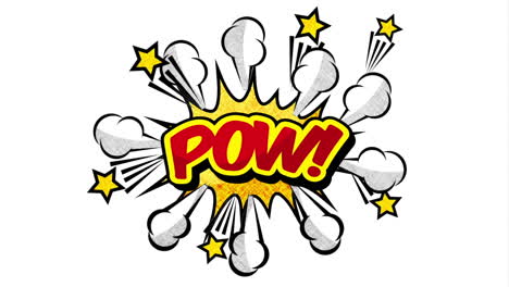 explosion with pow word pop art style animation