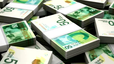 stack of new israeli shekel