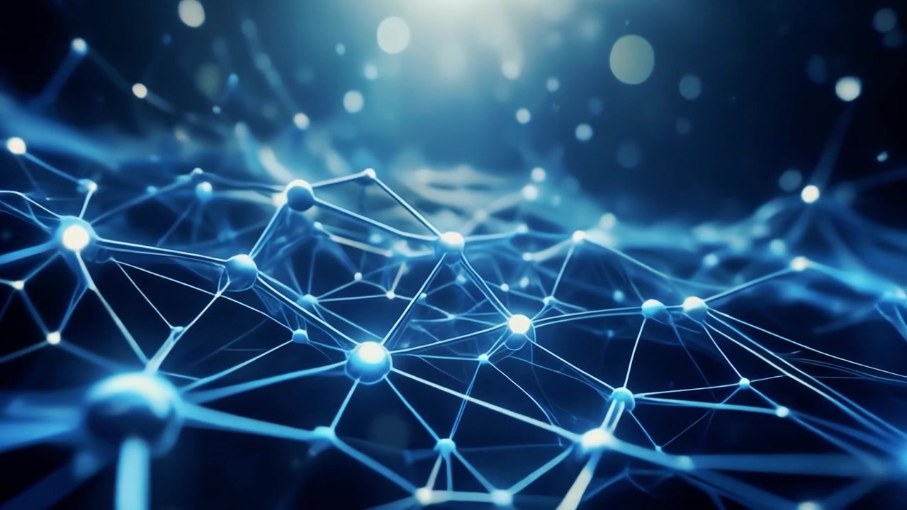 Abstract Digital Network Connection with Glowing Nodes and Lines
