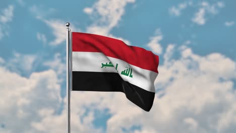 Iraq-flag-waving-in-the-blue-sky-realistic-4k-Video