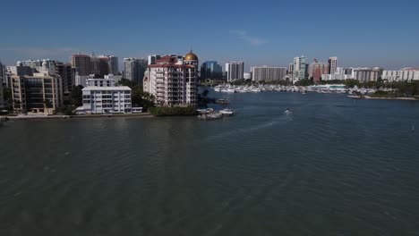 Aerial-view-of-luxury-condos-in-downtown-Sarasota,-Florida