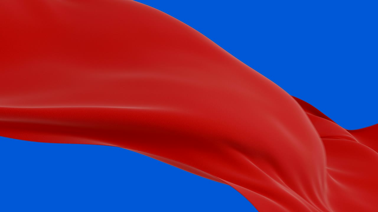 hermosa tela de seda roja ondeando en el viento máscara alfa sin costuras. animación en 3d en bucle de tela abstracta moviéndose lentamente en el aire. pantalla verde.