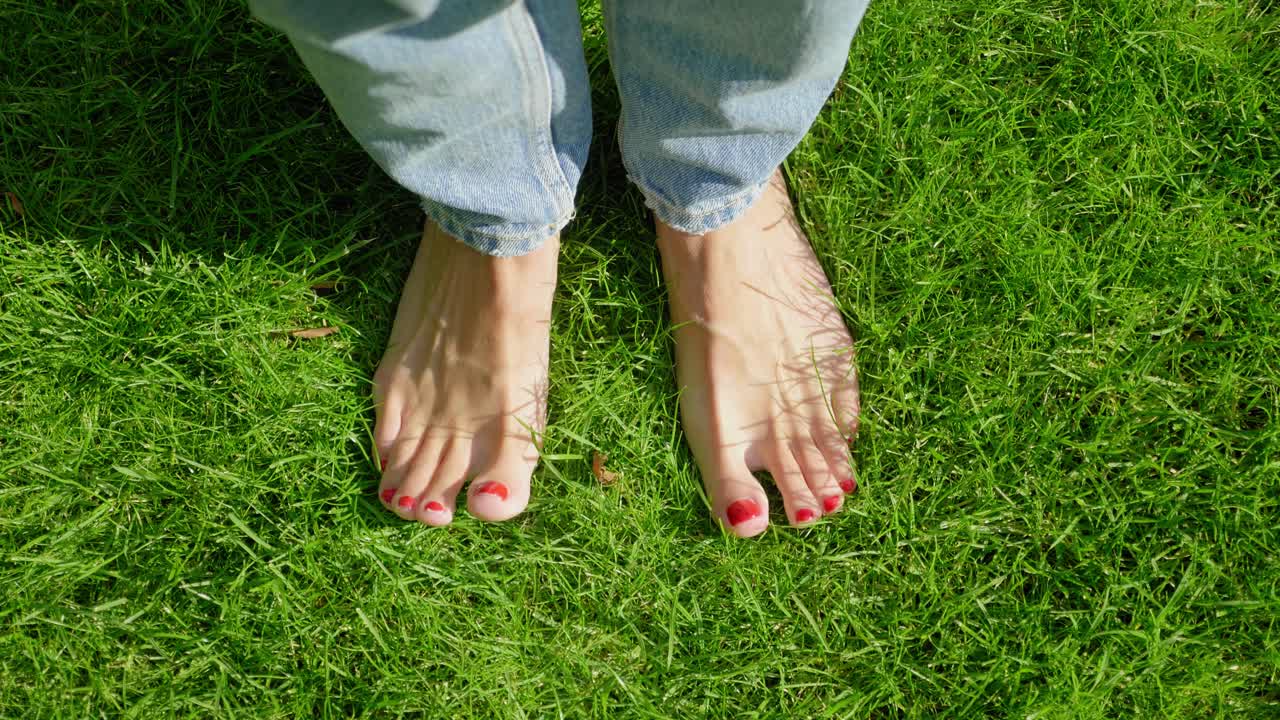 Bare Female Feet Wriggle Toes In Sunny Green Grass, High Angle Free Stock  Video Footage Download Clips People