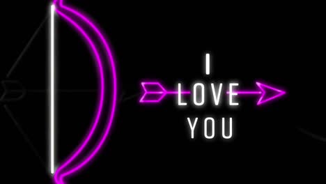 animation of i love you in neon and a bow and arrow