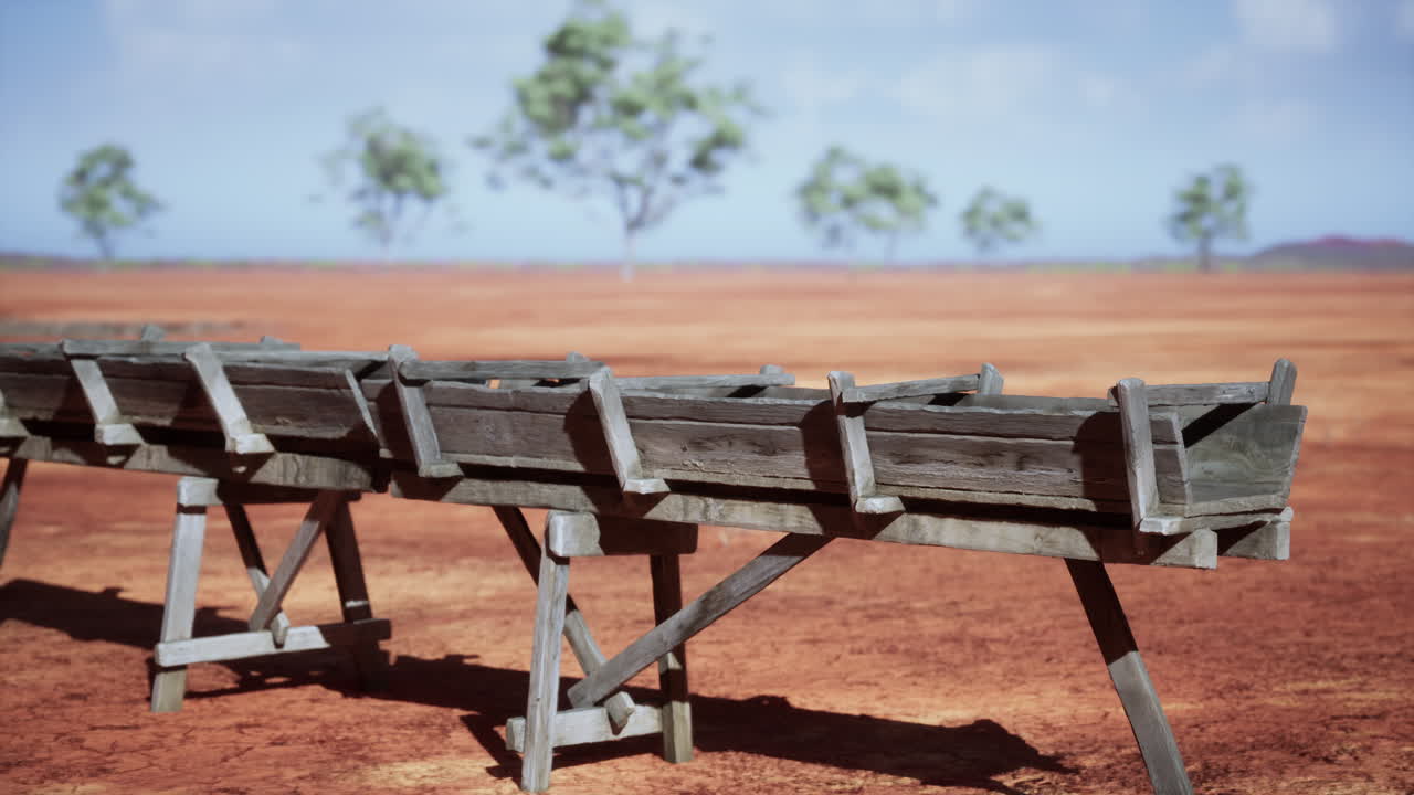 viejo acueducto de madera tradicional en la sabana