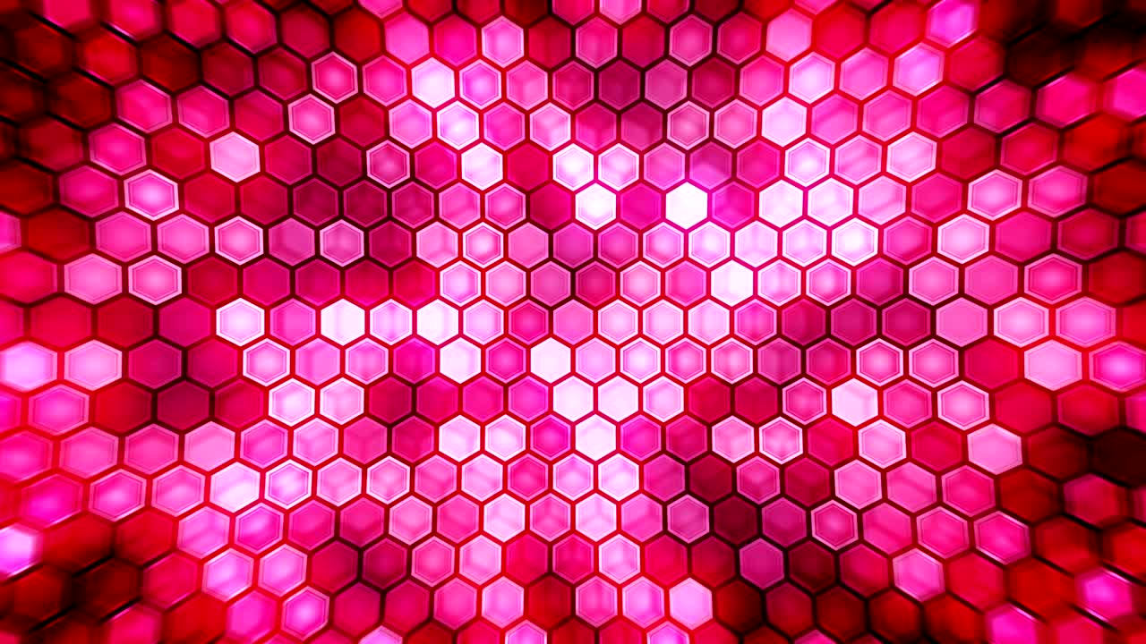 relámpago eléctrico rojo fondo de panal. hexágono eléctrico brillante con luz brillante. animación de bucle de tecnología de negocios.