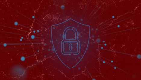 animación digital del texto de venta flash contra la red de conexiones en fondo rojo