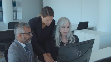 young female project leader watching presentation