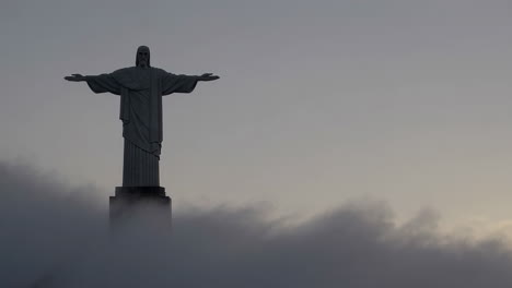 christ the redeemer statue in rio de janeiro, shrouded in mist
