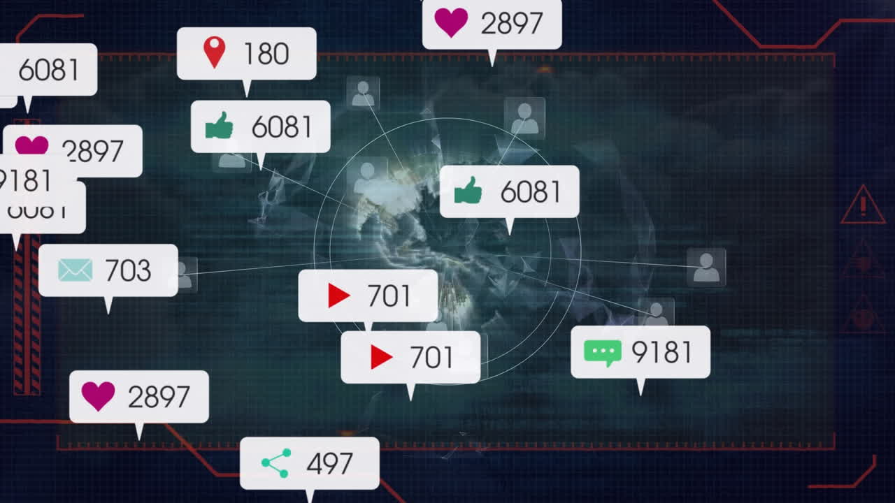 전 세계 소셜 미디어 데이터 처리의 애니메이션