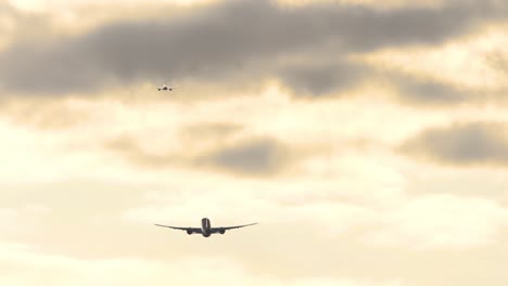 two planes departure in the evening sky