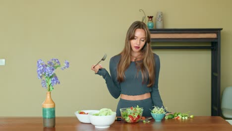 woman making a healthy salad