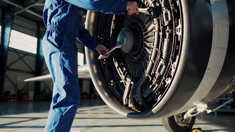 Airplane Engine Maintenance by Technician