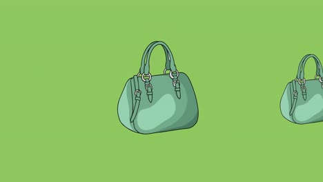 animation of green hand bag repeated on green backgroud