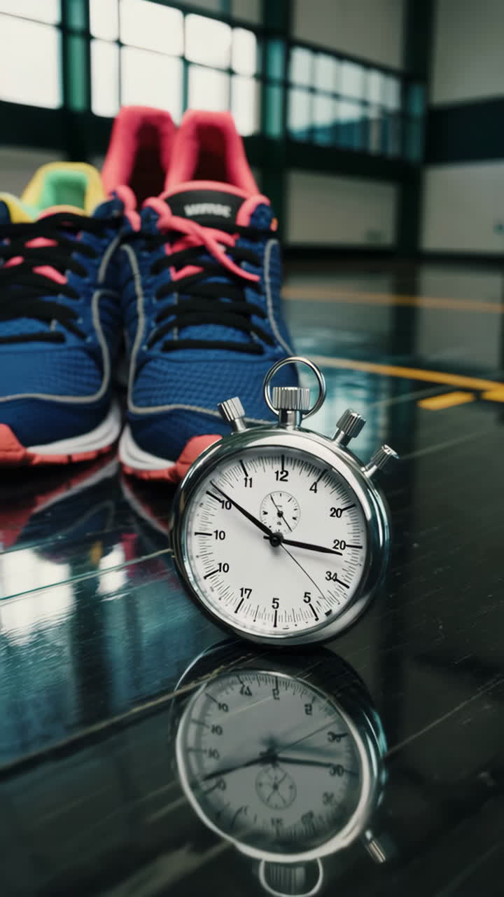 Stopwatch and Running Shoes