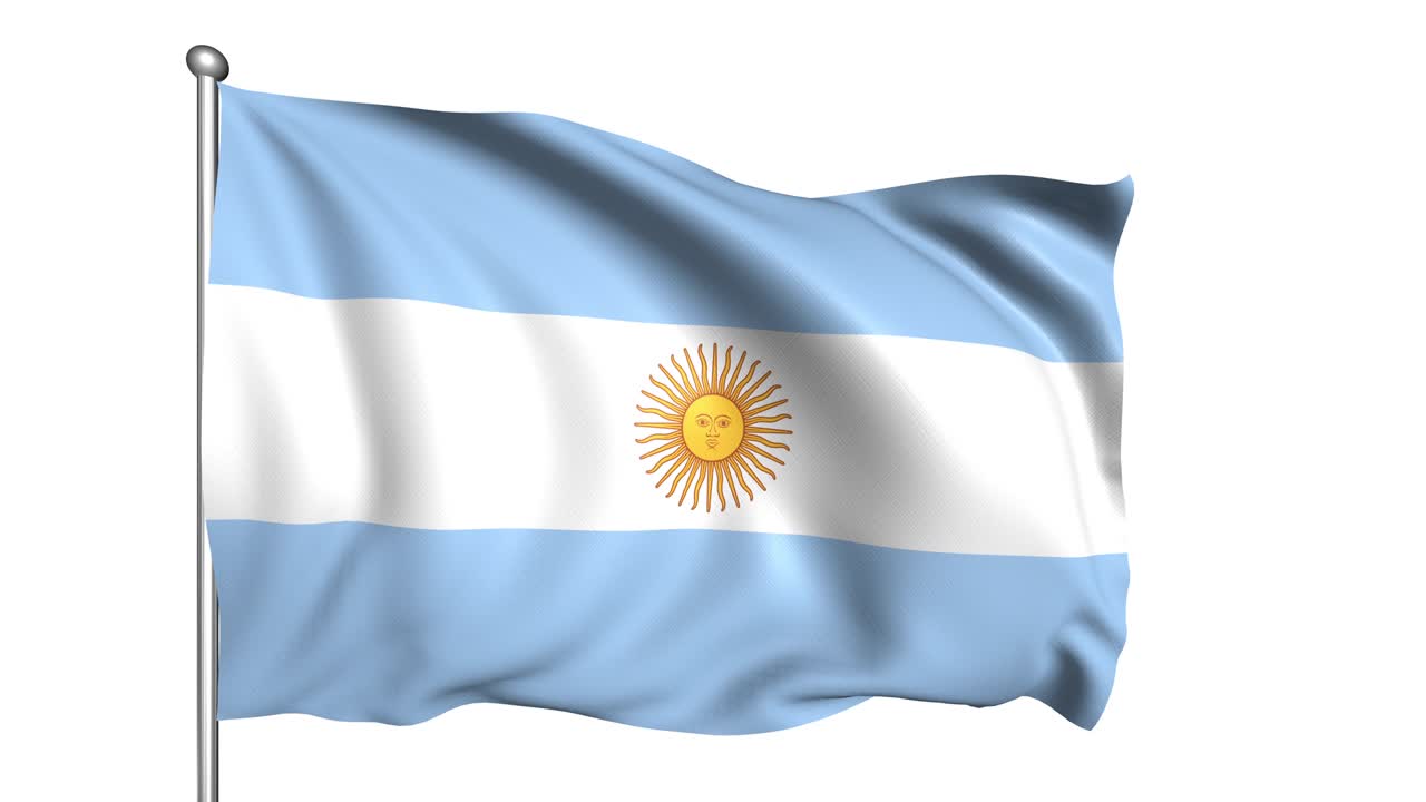bandera de argentina con estructura de tela en el viento (canal alfa, en bucle)