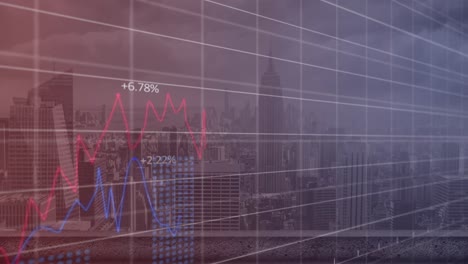 Animation-of-financial-data-processing-over-cityscape