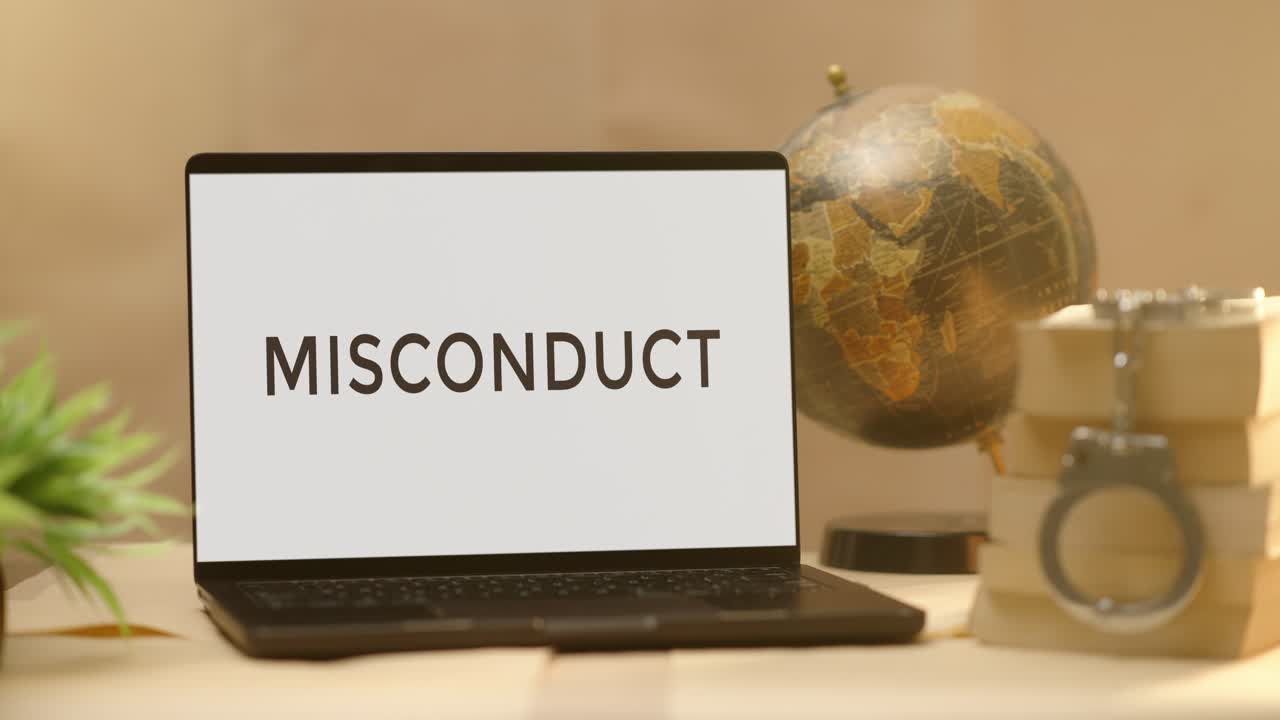 MISCONDUCT DISPLAYED IN LEGAL LAPTOP SCREEN