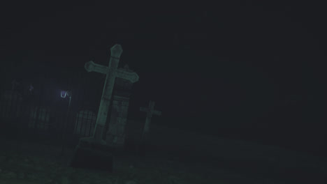 animation of graves on cemetery at night