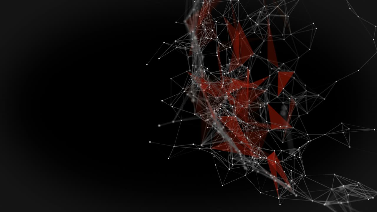 Futuristic plexus animation with glowing triangles in slow motion, 4096x2304 loop 4K