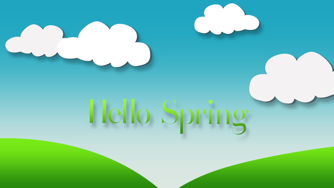 Hello Spring with white cloud and blue sky in day time