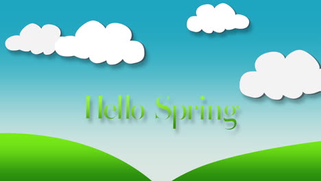 Hello-Spring-with-white-cloud-and-blue-sky-in-day-time