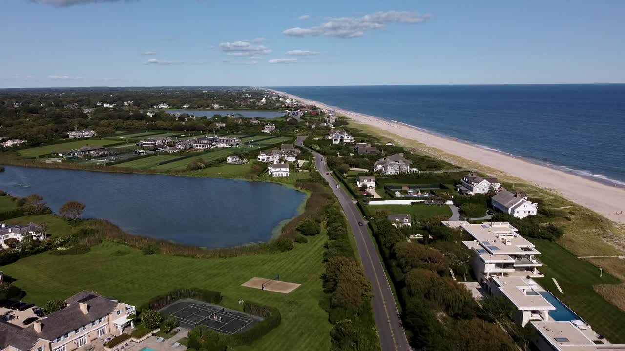 Vista aerea di East Hampton Main Beach, Long Island, New York