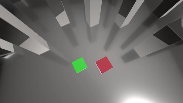 Comparing 3D green and red bars diagram growing up to 22% and 78%