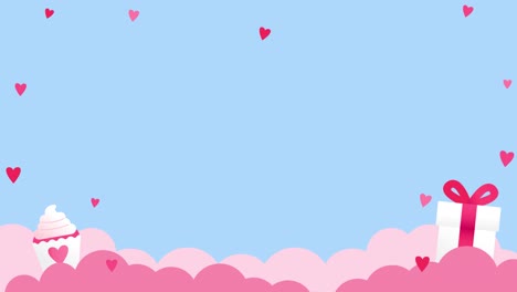 cute valentine's day background with cupcake and gift