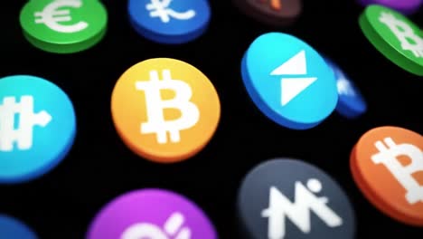 colorful symbols of various cryptocurrencies are displayed on a dark background, highlighting the diversity and expansion of digital currencies in today's financial landscape.
