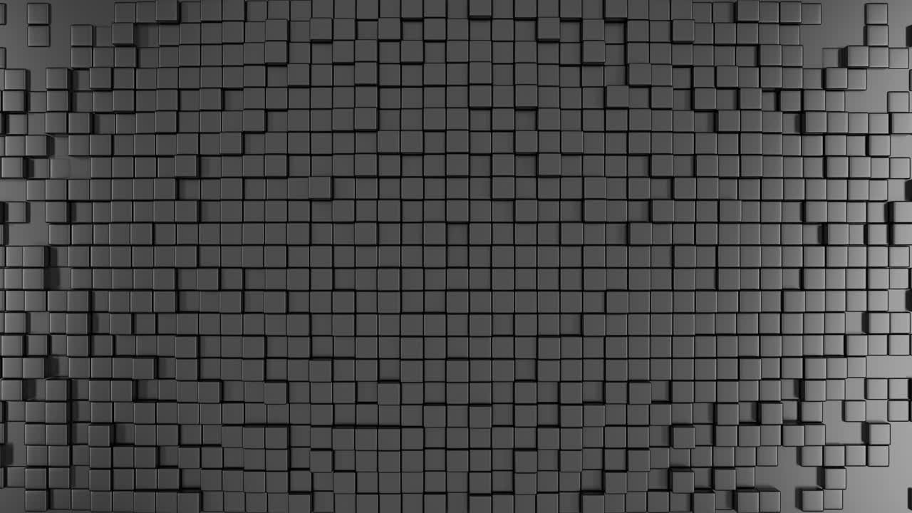 una ola de cubos grises, un gráfico en movimiento, un bucle sin costuras, una animación en 3d.