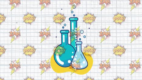 icono de vasos de laboratorio contra el papel con regla cuadrada