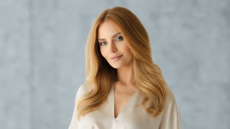 portrait of a beautiful blonde woman with blue eyes