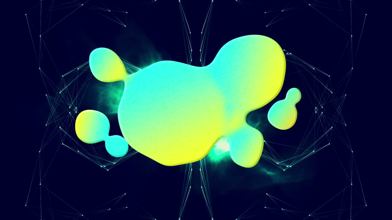 Animation of green stain over network of connections on blue background