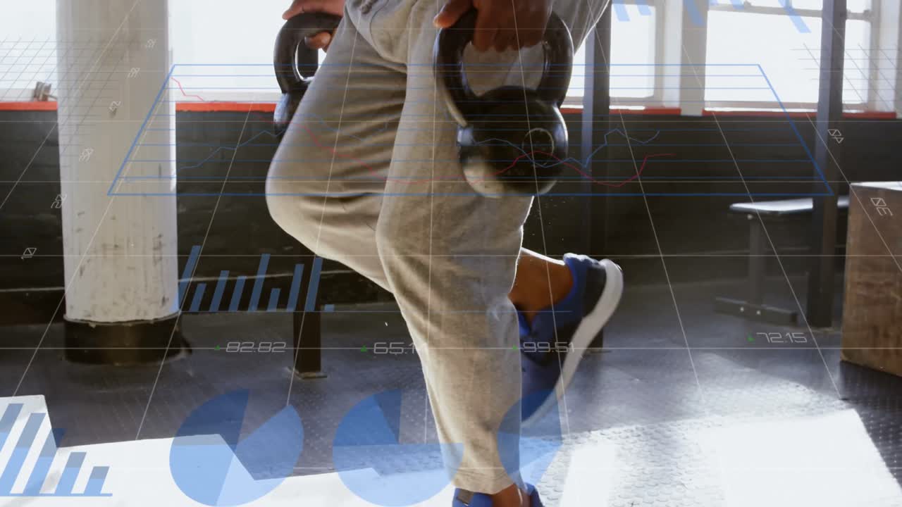 animazione dell'elaborazione dei dati su un uomo d'affari che utilizza un tablet