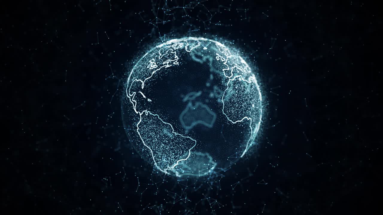 4K futuristisk digital dataglobe jordkort cybersikkerheds- og teknologi-animation 5G-hastighed
