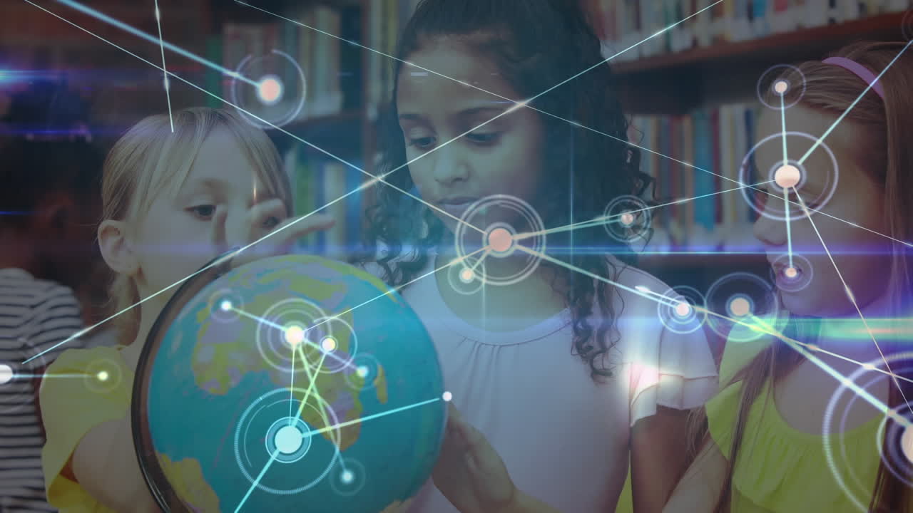 animación de redes de conexiones entre escolares utilizando el globo