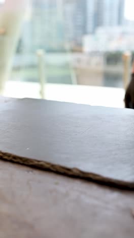 raw shrimp on a slate plate