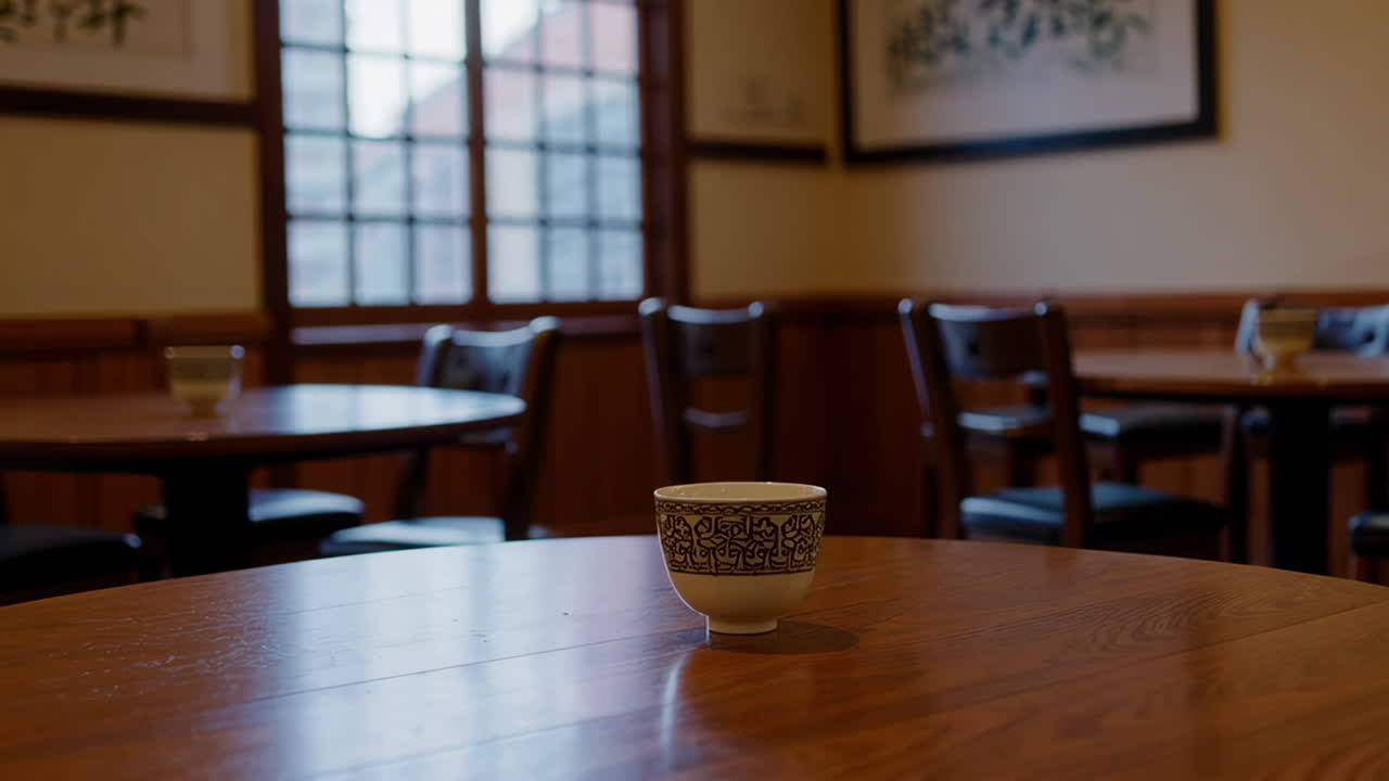 Hot Tea in a Traditional Japanese Cafe