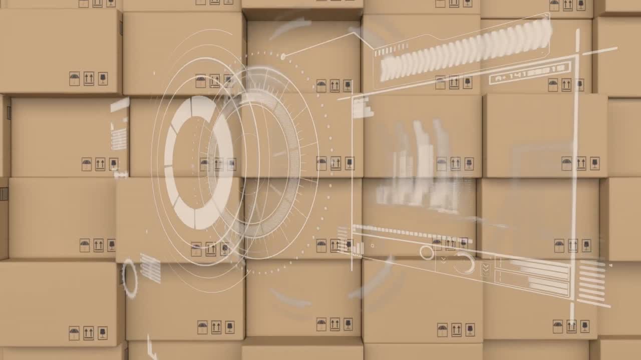 카드보드 상자 위에서 통계 처리의 애니메이션