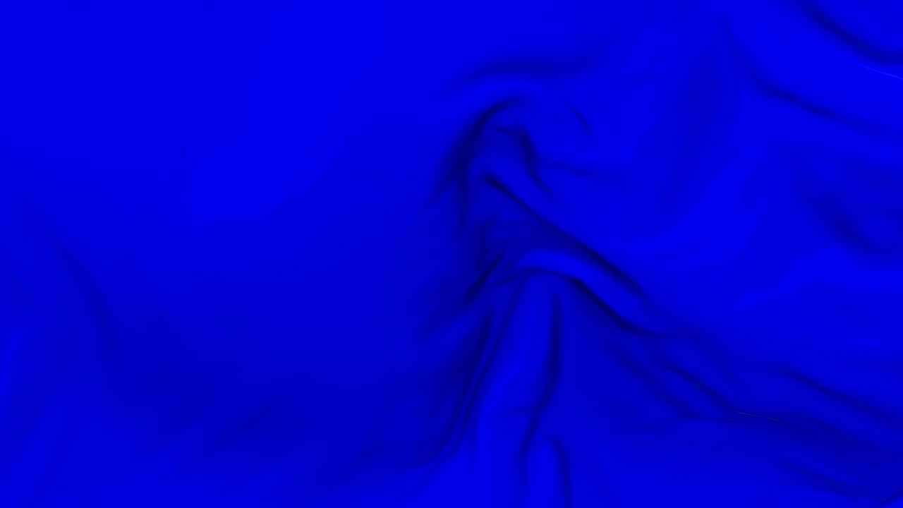 Blue Flag Waving in Wind Slow Motion Animation . 4K Realistic Fabric Texture Flag Smooth Blowing on a windy day Continuous Seamless Loop Background.