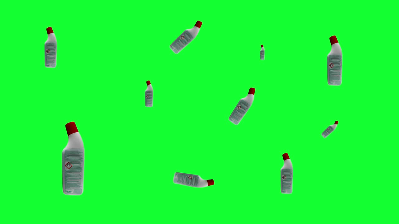 플라스틱 병의 그룹 애니메이션, 편집 가능한 녹색 화면 - 크로마 키 원활한 루프
