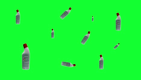 group of plastic bottles animation, editable green screen -chroma key seamless loop