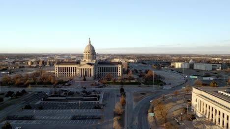 oklahoma state capitol building in oklahoma city, oklahoma with drone video moving right to left