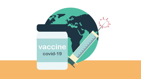 covid19 vaccine vial and syringe in earth planet