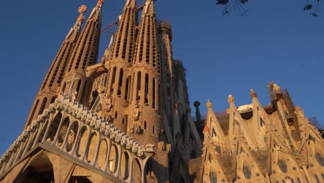 sagrada familia south western side lit by a low sun