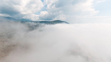 misty mountain valley aerial view