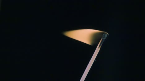 burning match on a black background in slow motion