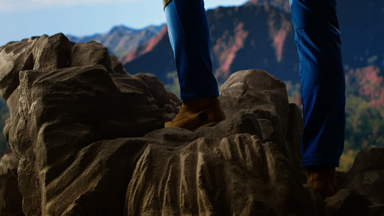 젊은 트레커는 서사시적인 풍경을 가진 야생에서 평화로운 순간을 즐니다.